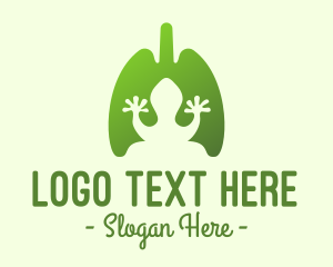 Lizard - Green Frog Respiratory Lungs logo design