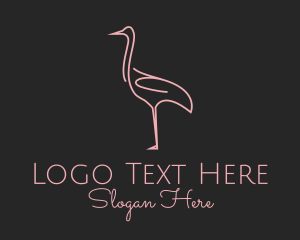 White And Pink - Pink Flamingo Monoline logo design