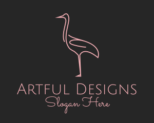 Pink Flamingo Monoline logo design