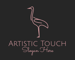 Pink Flamingo Monoline logo design