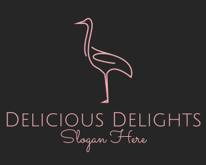 Pink Flamingo Monoline logo design