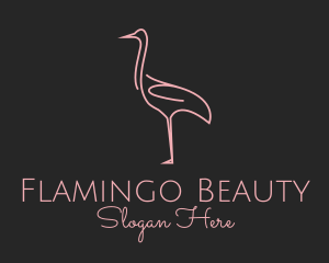 Pink Flamingo Monoline logo design