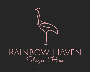 Pink Flamingo Monoline logo design