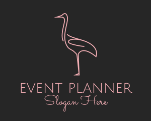 Zoo - Pink Flamingo Monoline logo design