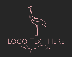 Ostrich - Pink Flamingo Monoline logo design