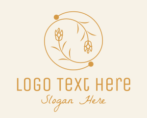 Barn - Gold Flower Spiral logo design