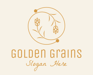 Grains - Gold Flower Spiral logo design