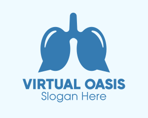 Blue Respiratory Lungs Chat logo design