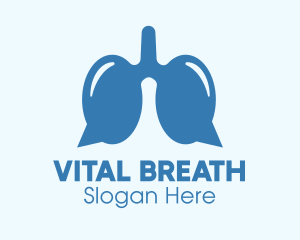 Blue Respiratory Lungs Chat logo design