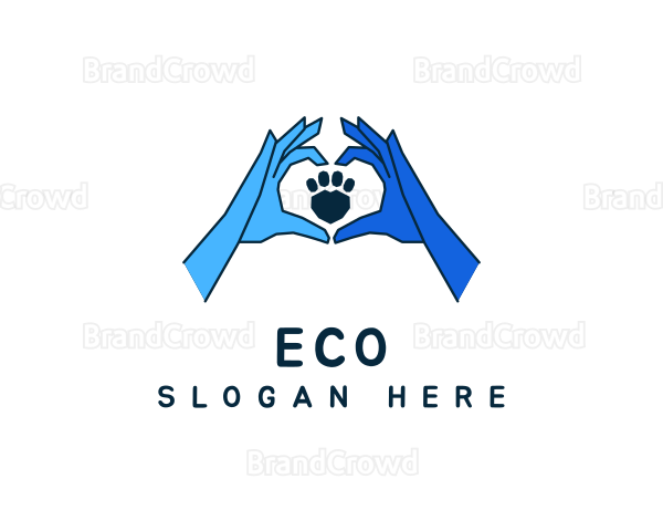 Heart Sign Pet Paw Logo