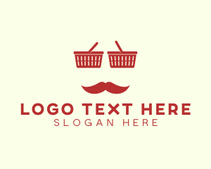 Supermarket - Shopper Man Mustache logo design