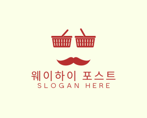 Shopper Man Mustache logo design