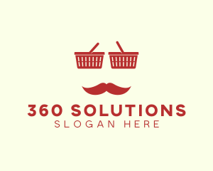 Shopper Man Mustache logo design