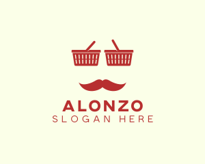 Shopper Man Mustache logo design