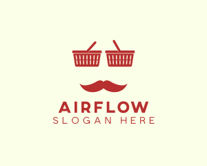 Shopper Man Mustache logo design