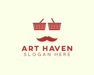 Shopper Man Mustache logo design