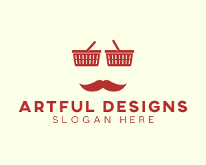 Shopper Man Mustache logo design