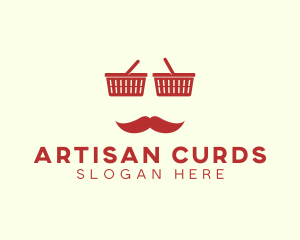 Shopper Man Mustache logo design