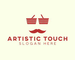 Shopper Man Mustache logo design