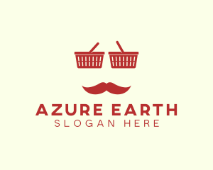 Shopper Man Mustache logo design