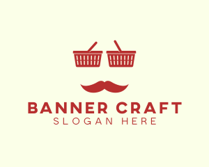 Shopper Man Mustache logo design