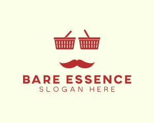 Shopper Man Mustache logo design