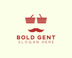 Shopper Man Mustache logo design