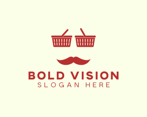 Shopper Man Mustache logo design