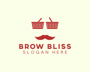 Shopper Man Mustache logo design