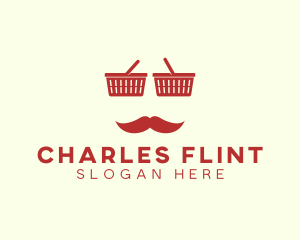 Shopper Man Mustache logo design