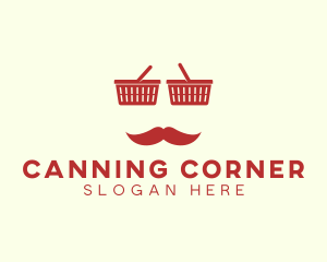 Shopper Man Mustache logo design