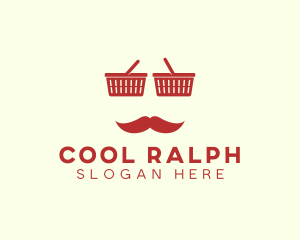 Shopper Man Mustache logo design