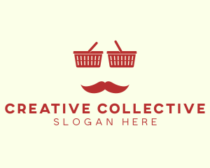 Shopper Man Mustache logo design