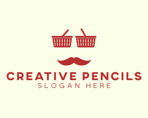 Shopper Man Mustache logo design