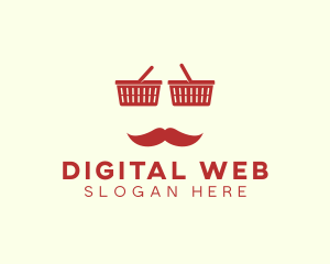 Web - Shopper Man Mustache logo design