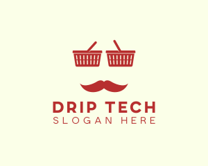 Shopper Man Mustache logo design