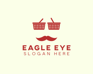 Shopper Man Mustache logo design