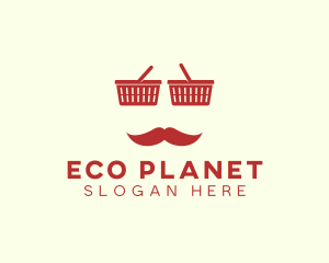 Shopper Man Mustache logo design