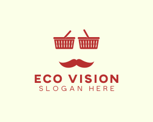 Shopper Man Mustache logo design