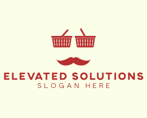 Shopper Man Mustache logo design