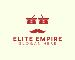 Shopper Man Mustache logo design