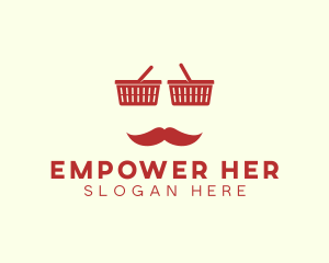 Shopper Man Mustache logo design