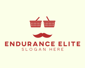 Shopper Man Mustache logo design