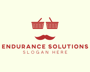 Shopper Man Mustache logo design