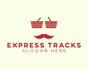 Shopper Man Mustache logo design