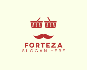 Shopper Man Mustache logo design