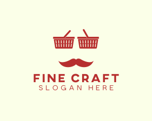 Shopper Man Mustache logo design