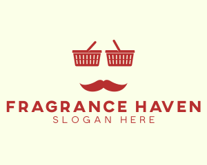 Shopper Man Mustache logo design