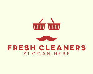 Shopper Man Mustache logo design