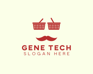 Shopper Man Mustache logo design